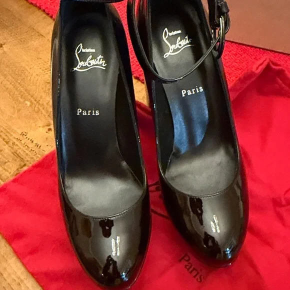 Christian Louboutin Movida 49/ US10 Sabina 130 Black Patent Platform Pump - Picture 4 of 11